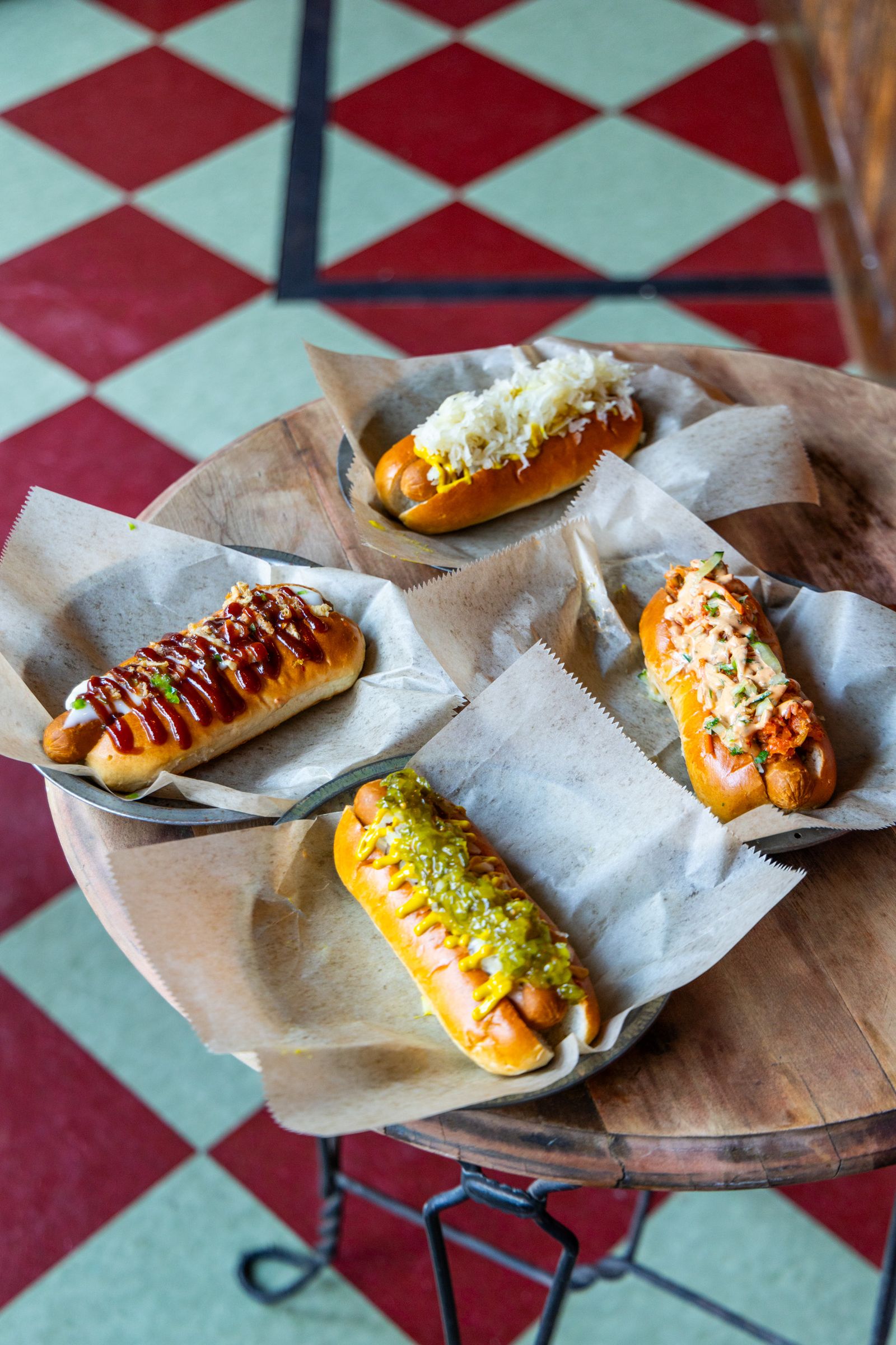 A selection of tasty vegan hot dogs served up at Fred's Dog House